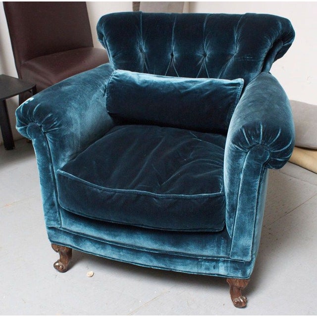 Peacock Blue Silk Velvet Club Chair Chairish