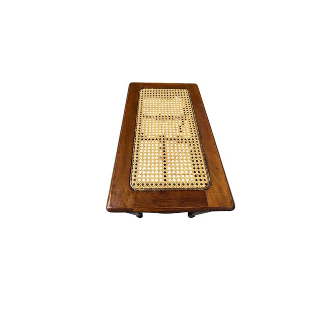 Antique Victorian Pre-1930 Caned Bench Woven Cane Seat Piano Hall Bench Wood For Sale - Image 11 of 18