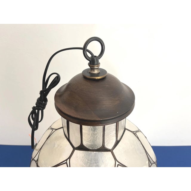 Feldman Capiz Shell Floral Pendant Light, 1960s For Sale - Image 17 of 18