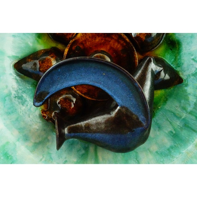 Modernist Art Ceramic Majolica Plate attributed to Jerome Massier, Vallauris, France, 1960s For Sale - Image 10 of 18