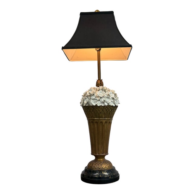 Floral Bouquet Table Lamp, Vintage For Sale