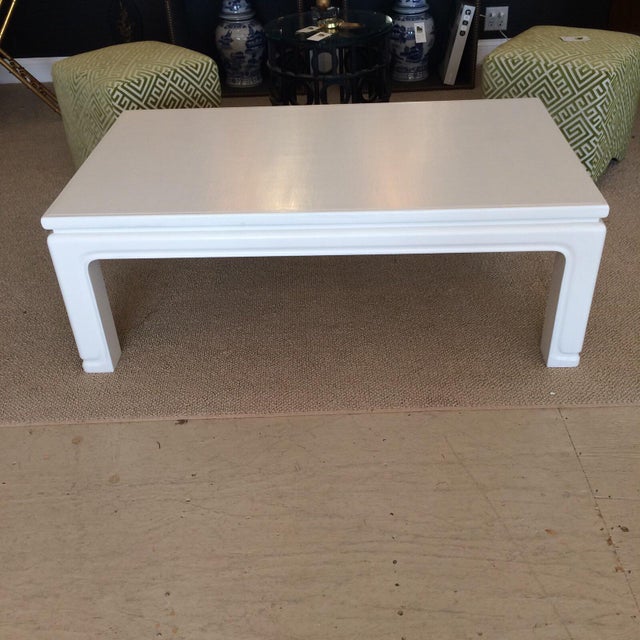 Karl Springer Style Linen Wrapped Coffee Table | Chairish