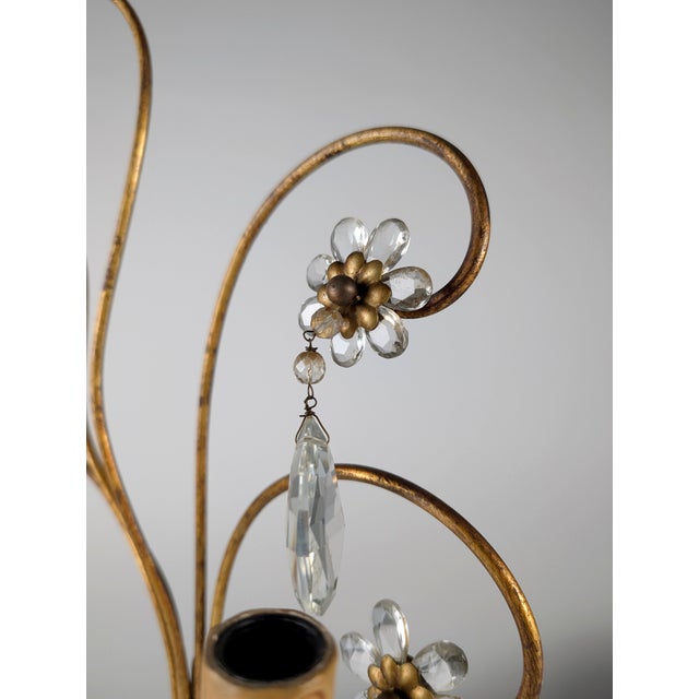 Metal Large Italian Wall Light in Carved Crystal from Maison Baguès, 1950s For Sale - Image 7 of 10