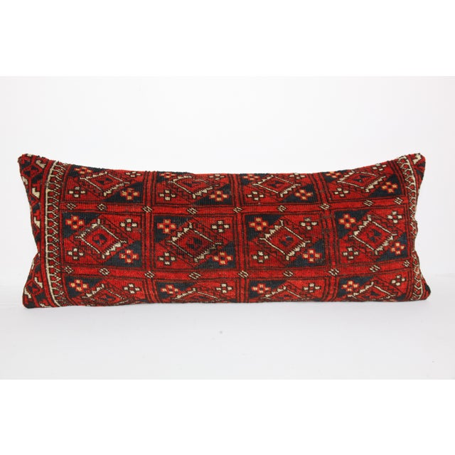 Handwoven Antique Tribal Turkoman Rug Pillow Cover 16'' X 40'' For Sale - Image 4 of 11