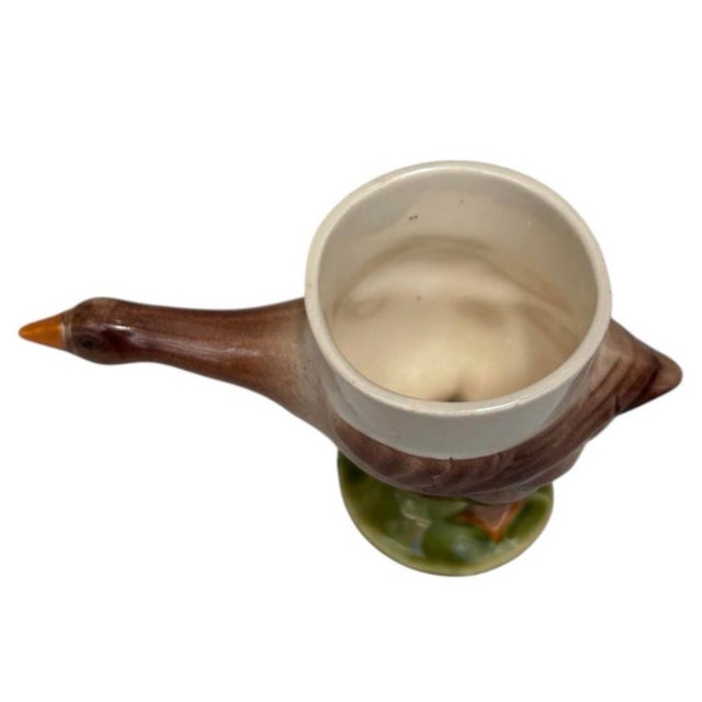 De Sarreguemines French Majolica Goose Egg Cup Sarreguemines Circa 1920 For Sale - Image 4 of 10