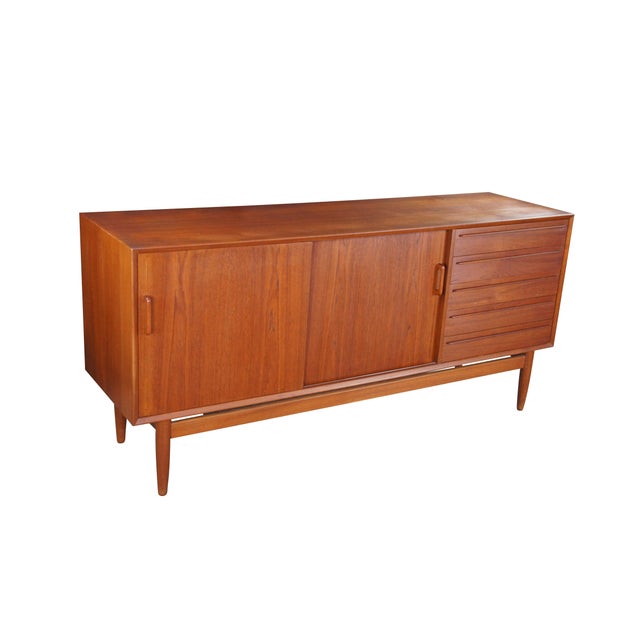 Mid-Century Modern 1980s Otmar Danish Scandinavian Modern Teak Credenza Buffet Console Sideboard MCM 71" For Sale - Image 3 of 14