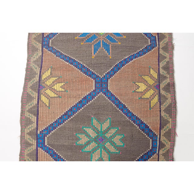 1960s Tribal Oushak Geometric Vintage Kilim Runner For Sale - Image 5 of 10