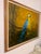 Vintage Boho Bamboo Parrot Painting, Illegible Signature, Framed 48” x 36” Description: Large-scale vintage parrot...