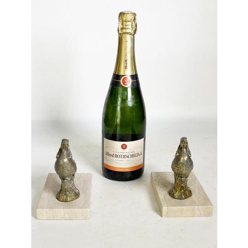 Rooster Bookends in Marble and Brass, France, 1970, Set of 2 For Sale - Image 3 of 12