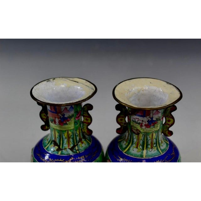 Antique 19th Century Chinese Canton Enamel Vases For Sale - Image 11 of 11