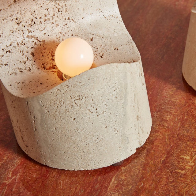 Stone Travertine Table Lamp by Giuliano Cesari for Nucleo, Italy 1971 For Sale - Image 7 of 12