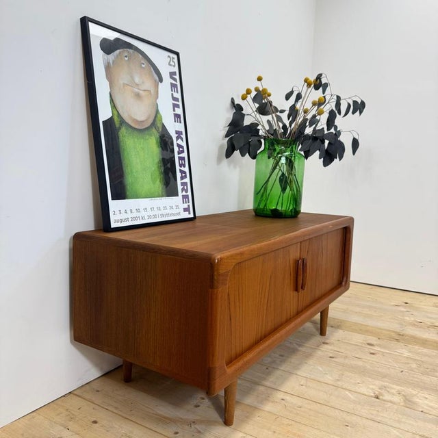 Low Sideboard with Retractable Teak Doors from Dyrlund, Denmark, 1960 For Sale - Image 8 of 11