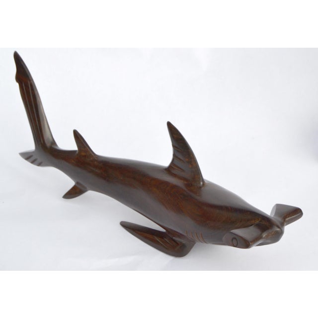 Wood 1970s Ironwood Hand-Carved Shark Animal Sculpture Coastal Nautical Figurine Brazil For Sale - Image 7 of 14