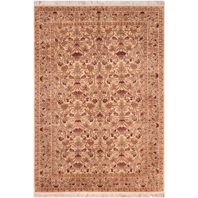 Shabby Chic 1990's Floral Beige/Gray Wool Rug - 6'1'' X 9'10'' For Sale - Image 9 of 9