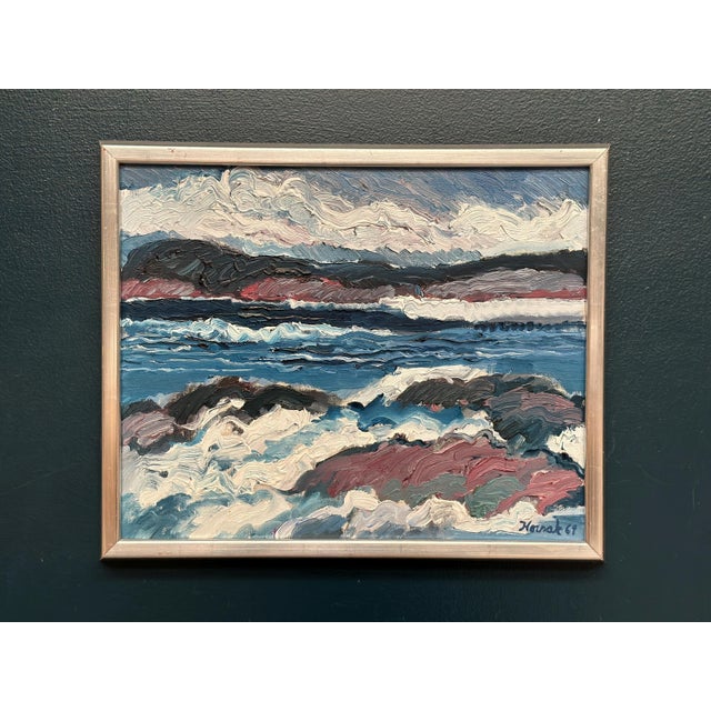 Allan Horsak, Coastal Landscape, 1969, Oil Painting on Canvas, Framed For Sale - Image 9 of 14