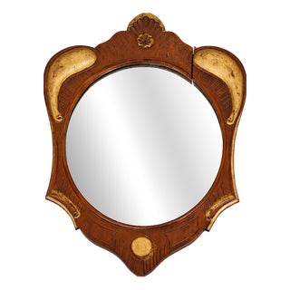 Mid-Century Giltwood Carved Wooden Frame and Oval Mirror, Europe, 1900 For Sale