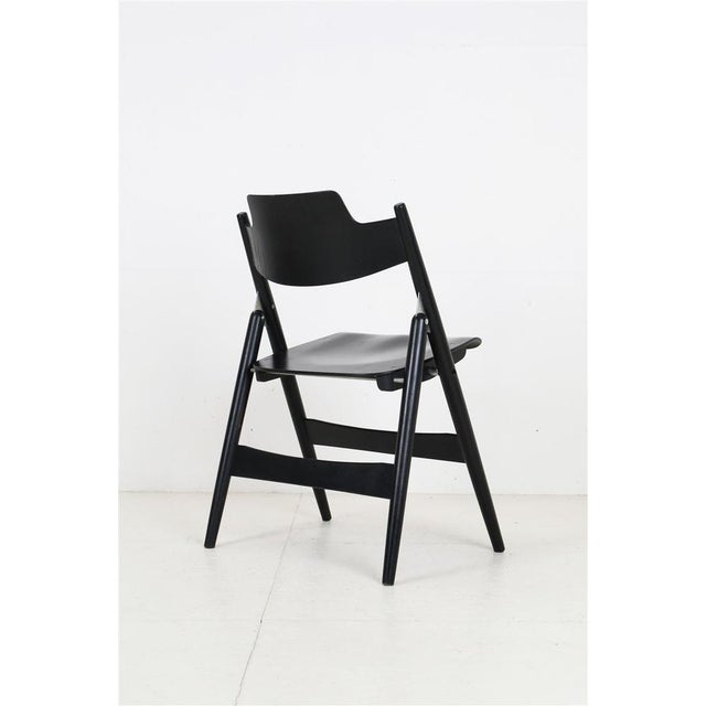 Egon Eiermann Black SE18 Folding Chair by Egon Eiermann for Wilde + Spieth, 1950s For Sale - Image 4 of 15