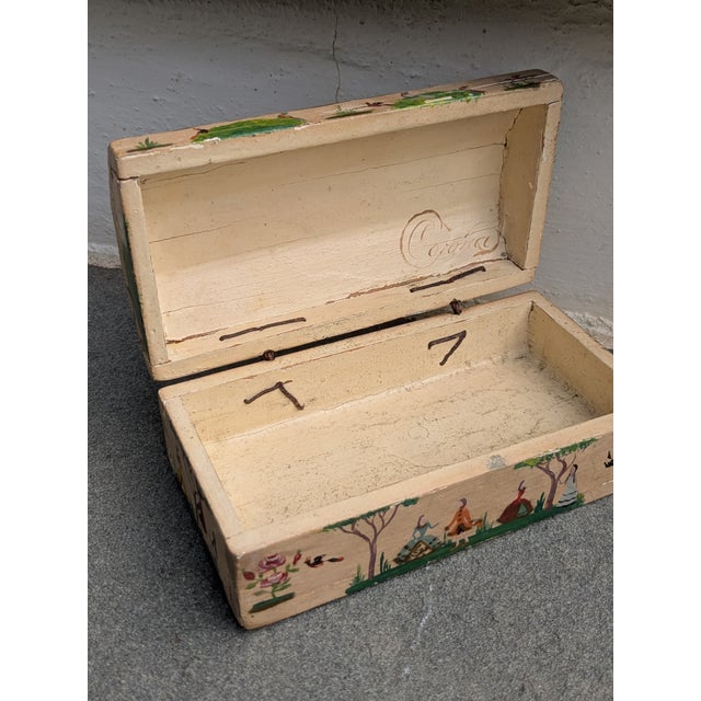 Wood 1950s Salvador Corona Signed Folk Art Painted Wood Dome Box Mexican-American Artist For Sale - Image 7 of 10