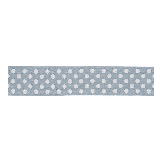 Sample - Schumacher Dotted Embroidered Tape Trim in Sky For Sale
