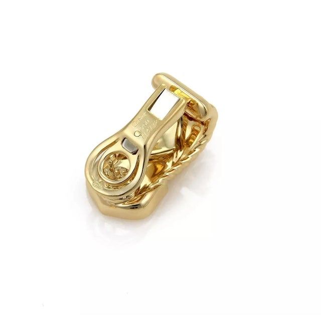 Cartier Cartier Neptune Double C Basket Weave 18k Yellow Gold Earrings With Paper - 2 Pieces For Sale - Image 4 of 7