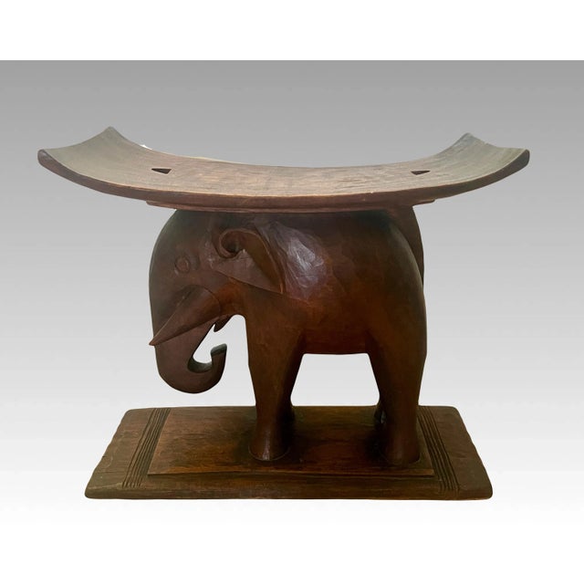 Wood African Ashanti Royal Elephant Hard Wood Stool (Asante Esona Dwa) For Sale - Image 7 of 11