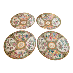 Antique Chinese Porcelain Rose Medallion Plates - Set of 4