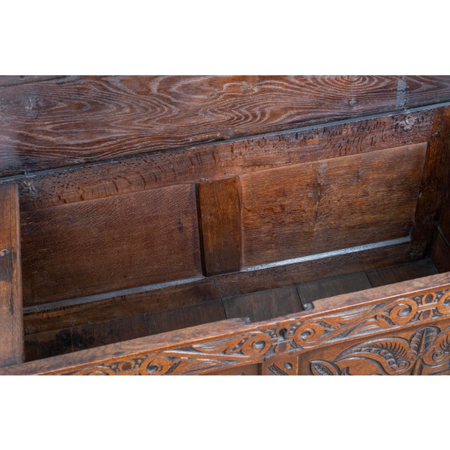 17th Century Carved Oak Coffer For Sale - Image 12 of 16