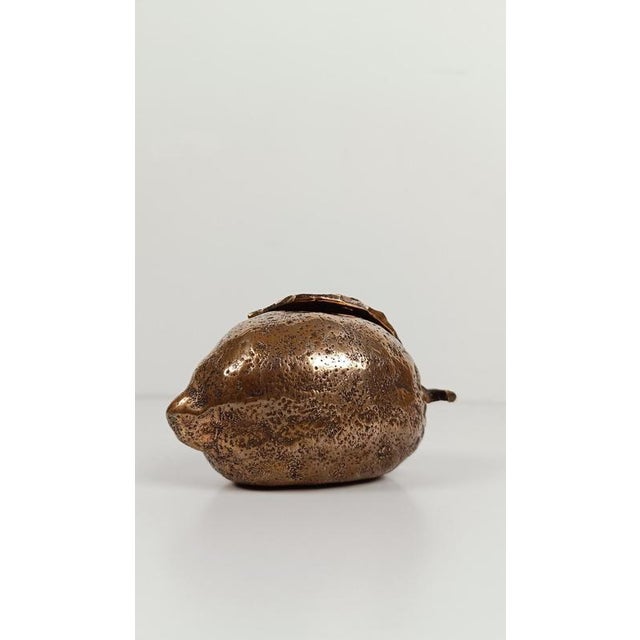 Metal Sculptural Amalfi Coast Lemon Paperweight in Cast-Brass, 1970s For Sale - Image 7 of 18