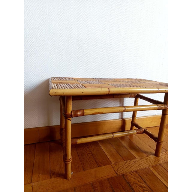 Vintage Bamboo Coffee Table in the style of Audoux Minet, 1970s For Sale - Image 9 of 11