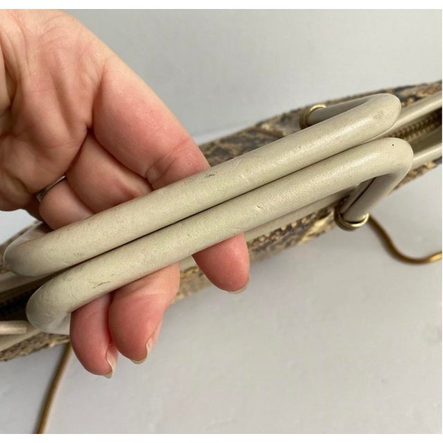 Animal Skin Vintage Snake Skin Python Leather Purse East West Rectangle Shoulder Bag Top Handle 70s 80s For Sale - Image 7 of 12