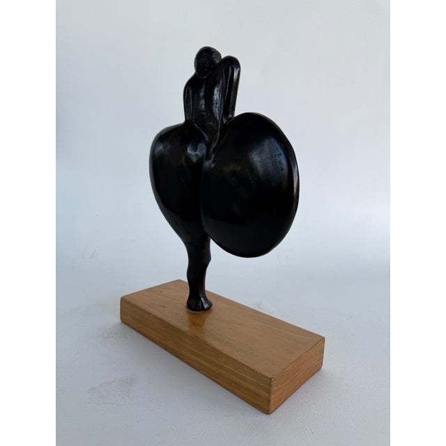 Vintage Modernist Bronze Sculpture Mounted on a Wood Base Latin-American School For Sale In Miami - Image 6 of 12