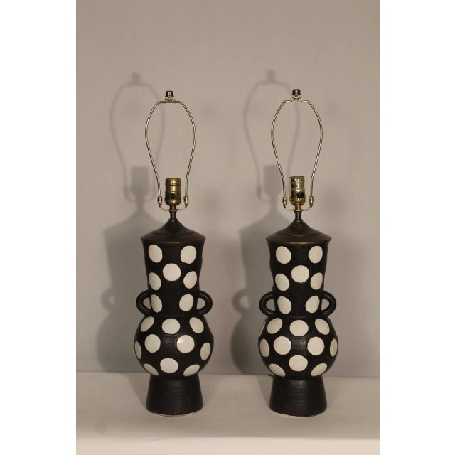 Early 20th Century Lotte and Gunner Bostlund Style Ceramic Lamps - a Pair For Sale - Image 10 of 11