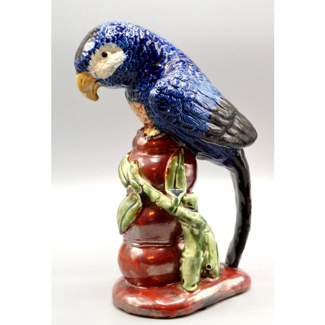 Ceramic Large Italian Majolica Parrot Figurine 10.5" Height For Sale - Image 7 of 9
