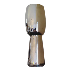 Vintage 1970s Jaru Pottery Ceramic Chrome/Silver Metallic Glaze on Ceramic Vase Minimalist