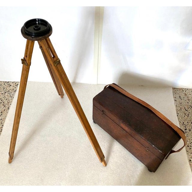 1923 Keuffel & Esser Survey Equipment, Wood Tripod and Carry Case Serial Number 46457 For Sale - Image 12 of 13