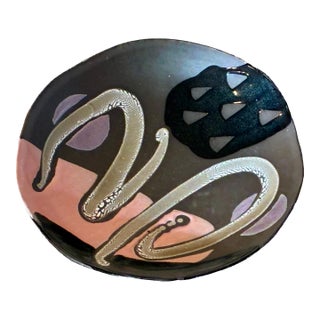 Abstract Postmodern Wall Plaque and Shallow Dish For Sale