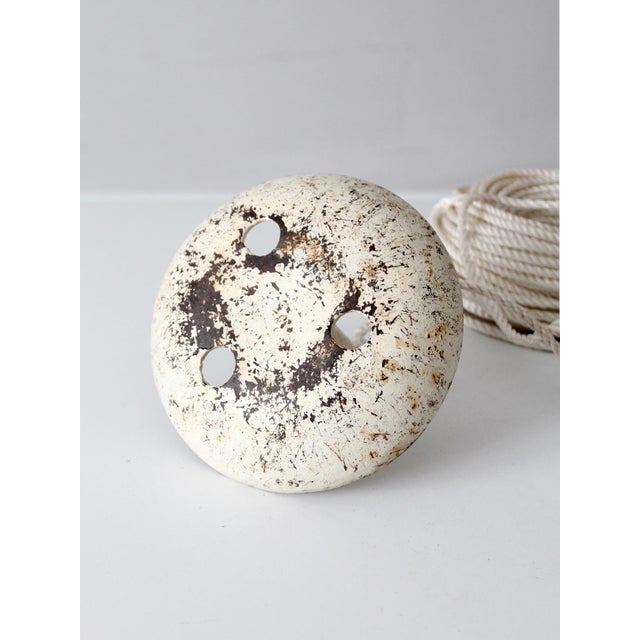 Vintage Cast Iron Mushroom Boat Anchor With Rope For Sale - Image 11 of 12