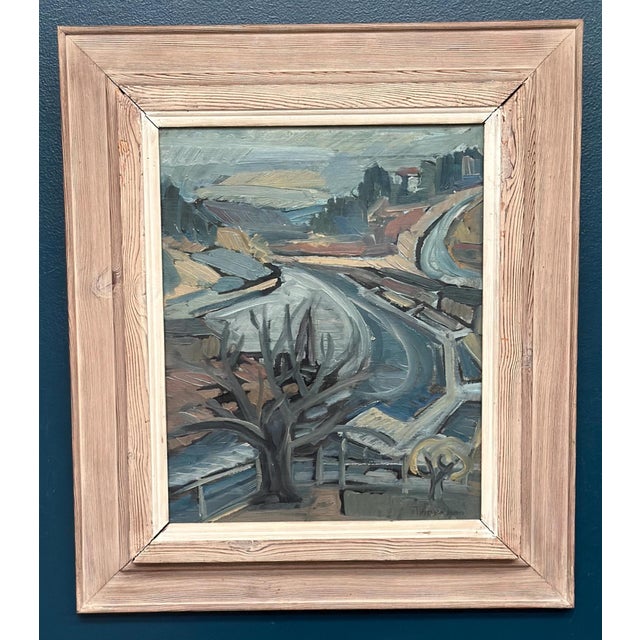 Original Swedish Oil on Canvas – “Landscape” by Stig Thiderman – Signed – Framed – 52 × 60 cm (20.5" × 23.6") A mid-20th-...