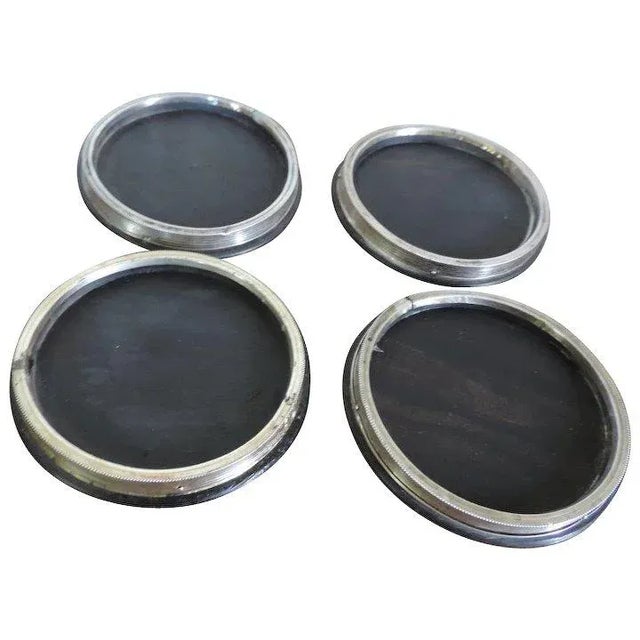 19th Century Dutch Neoclassical Silver & Ebony Hardwood Wine Coasters - Set of 4 For Sale - Image 11 of 11