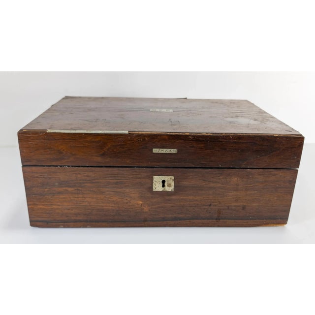 Late 19th Century 19th Century Rosewood Veneer Stationary Writing Box for Restoration For Sale - Image 5 of 12