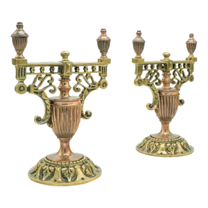1860s Victorian Pair of Antique Decorative Tool Rests, Grand Tour, Brass, Fireside