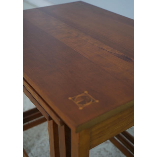 Brown Set of 3 Stickley Cherry Harvey Ellis Nesting Tables For Sale - Image 8 of 14