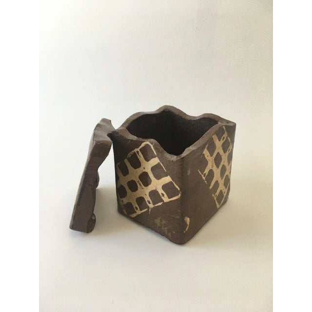 Vintage art pottery keepsake box. Signed Annette and measuring approximately 4 inches square and 4 1/4 inches tall. Made...