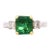 3.38 Carat Colombian Emerald & Diamond Filigree Three Stone Ring, Size 8 For Sale
