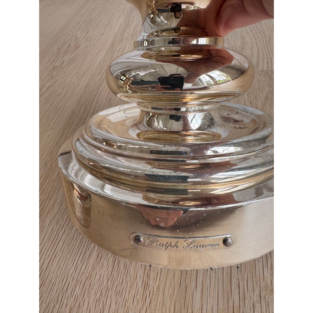 Ralph Lauren Home Vintage Ralph Lauren Home Glen Plaid Crystal and Silver Metal Hurricanes – A Pair For Sale - Image 4 of 6