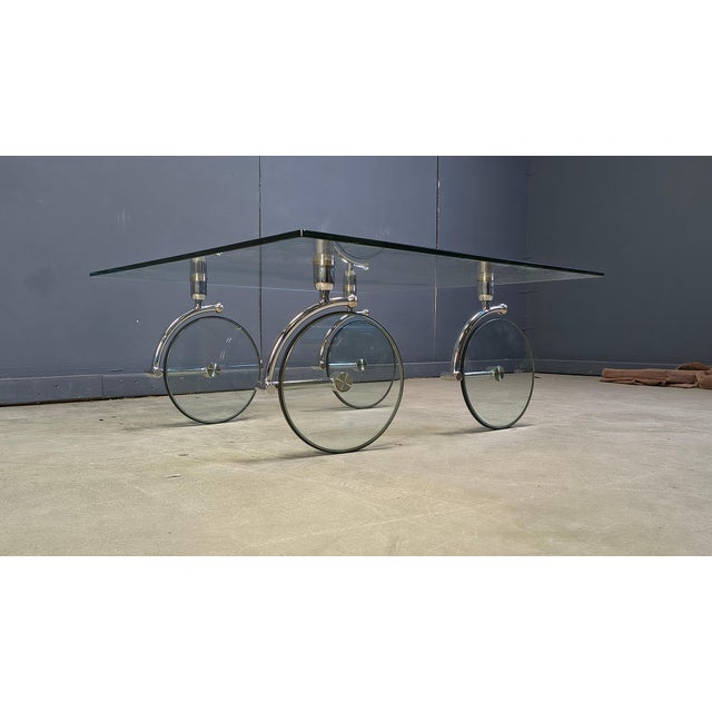 Glass Coffee Table with Wheels by Gae Aulenti, 1980s For Sale - Image 3 of 13