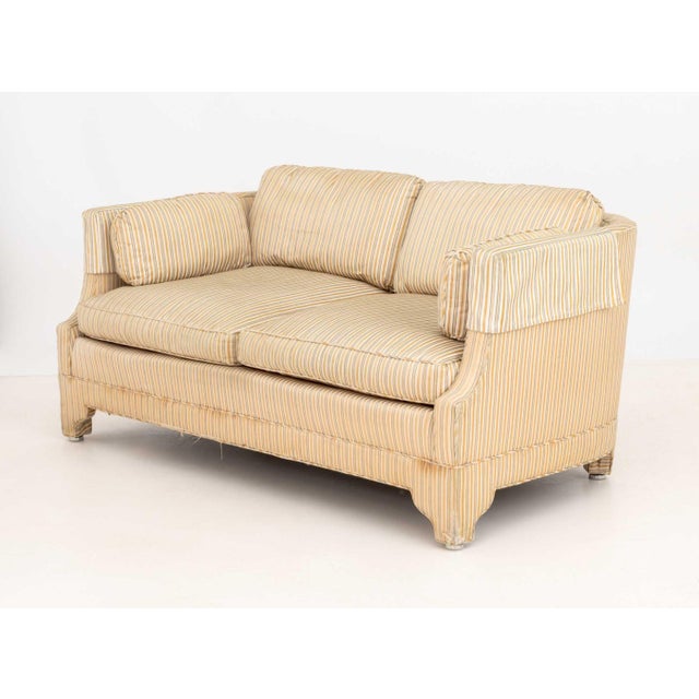Late 20th Century Pair of American Striped Pattern Fabric Upholstered Sofas For Sale - Image 5 of 16