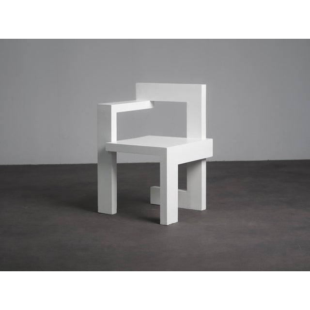 Modern Vintage Dutch Asymmetrical Wooden Chair by Gerrit Thomas Rietveld, 1970s For Sale - Image 3 of 9