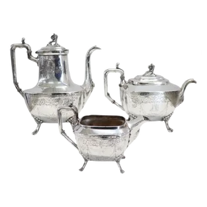 Antique Silver Plate Tea and Coffee Set by Mark Reed & Barton, 1880s, Set of 3