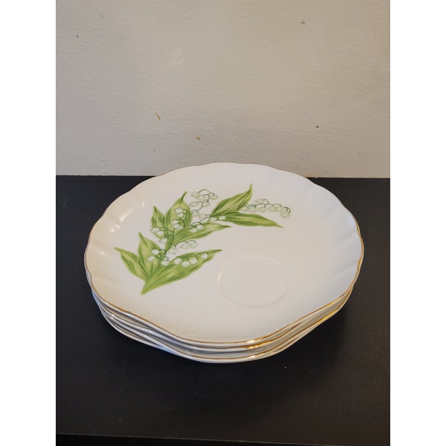 Vintage Lily of the Valley Porcelain Saucers - Set of 4 For Sale - Image 4 of 10